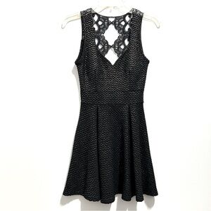 Windsor Elegant Black Lurex Lace Crochet Flowy Mini Dress